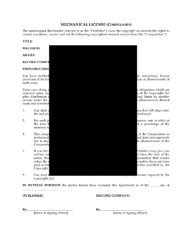 USA Compulsory Mechanical Rights License