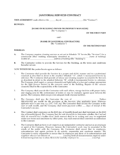 Cleaning Contract for Commercial Building