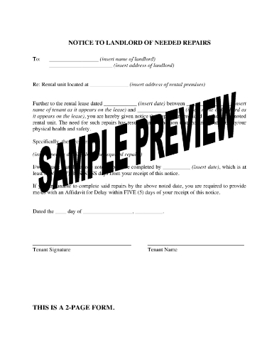 Texas Notice to Landlord of Needed Repairs