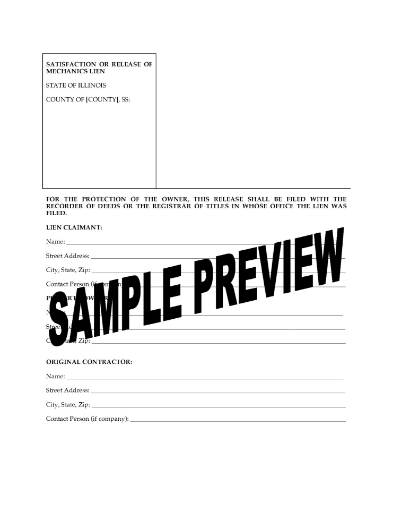 Illinois Satisfaction or Release of Mechanics Lien