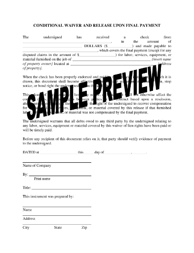 Colorado Lien Waiver and Release Forms Package