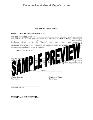 Picture of Arkansas Special Warranty Deed