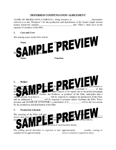 Deferred Compensation Agreement for Film Production