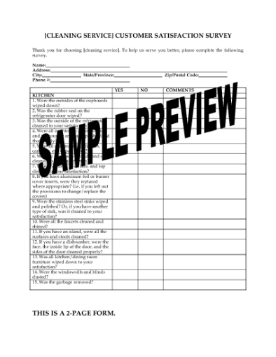 Picture of Cleaning Service Customer Satisfaction Survey
