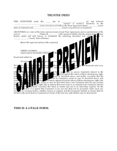 Picture of Kansas Trustee Deed