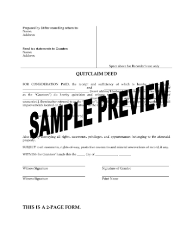 Picture of Maine Quitclaim Deed from Husband and Wife to Individual