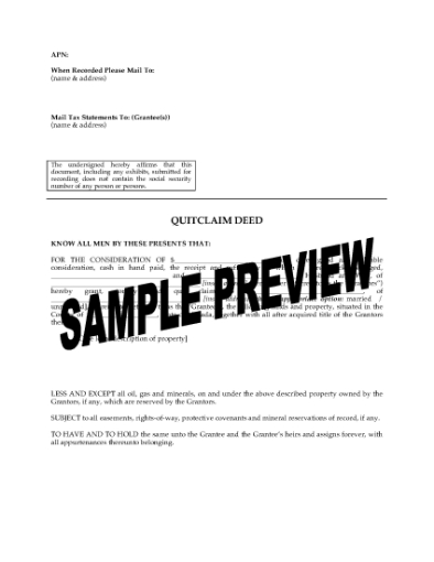 Picture of Nevada Quitclaim Deed from Husband and Wife to Individual