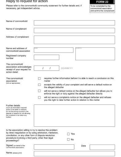 Picture of UK Reply to Request for Action (Commonhold)