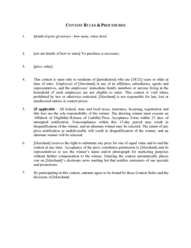 Picture of Online Contest Rules and Regulations | Canada
