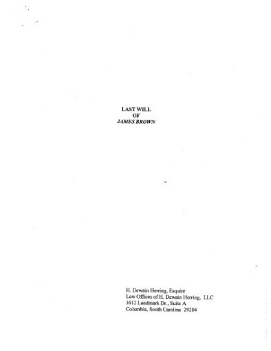 Picture of James Brown Last Will and Testament