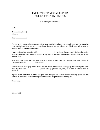 Letter of termination of employee due to lengthy ongoing illness