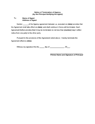 Notice of Termination of Agency by Principal