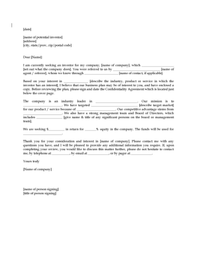 Picture of Business Plan Cover Letter