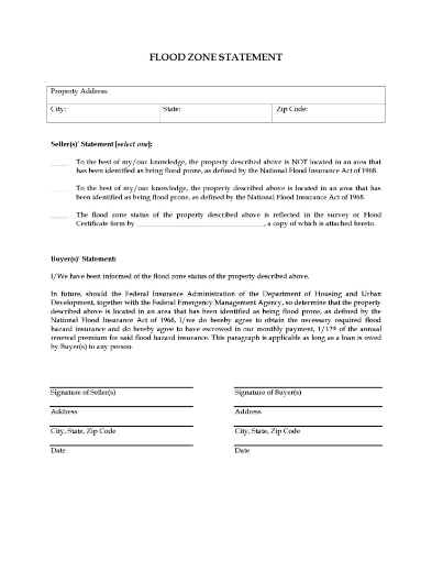 Picture of Flood Zone Statement | USA