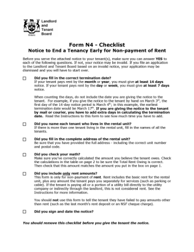 Picture of Ontario Notice to End Tenancy for Unpaid Rent
