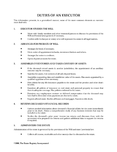 Guide to the Duties of an Executor