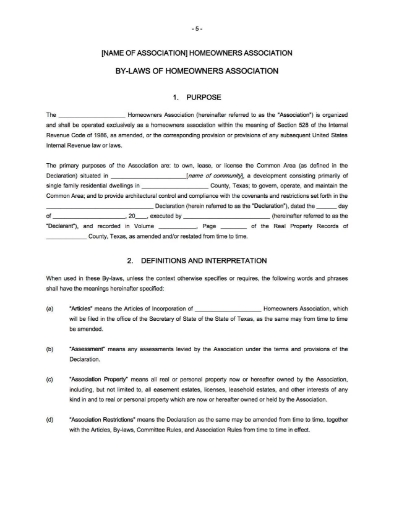 Texas HOA bylaws 1
