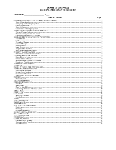 Picture of Emergency Procedures Policy for Commercial Marine Vessel