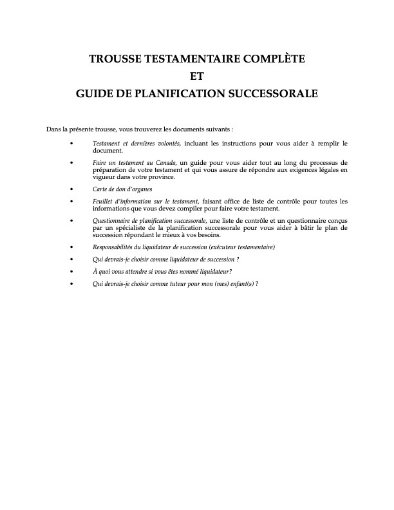 Picture of Trousse testamentaire complète et guide de planification successorale pour le Canada (version française)