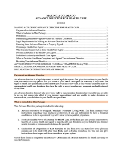 Colorado Advance Medical Directive Forms
