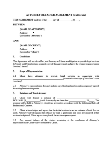 California Attorney Retainer Agreement