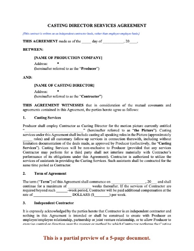 Casting Director Services Agreement