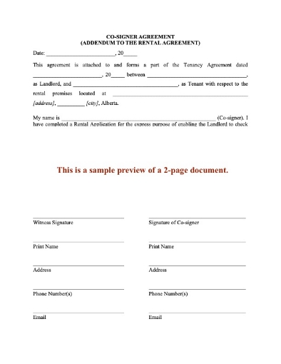 Alberta Lease Co-Signer Agreement