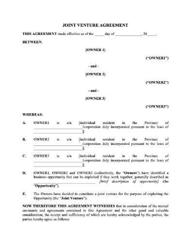 New Brunswick Joint Venture Agreement